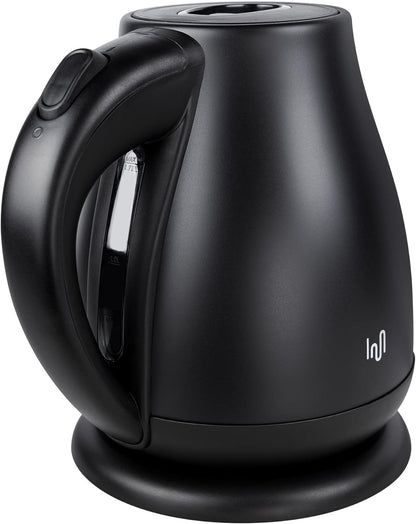 Retro Edelstahl Wasserkocher 1,7 L, Teekocher Retro Vintage, Wasserkessel Matt Schwarz