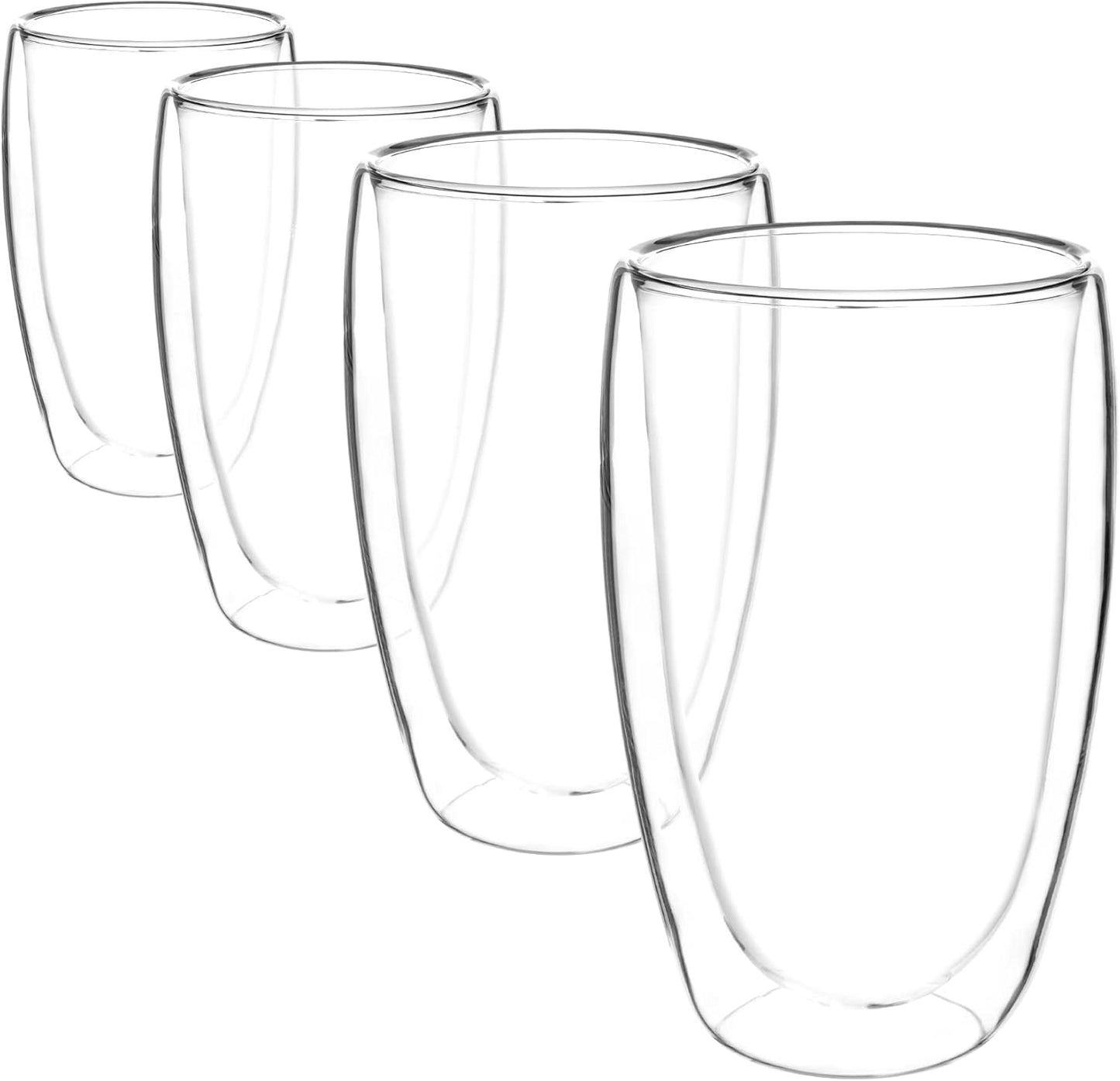 4tlg. 450ml Set doppelwandige Latte Macchiato, Tee Gläser mit Schwebeeffekt