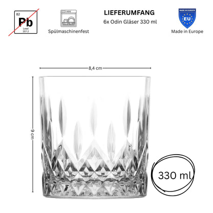 Matcha Gläser Set "Odin" 4-tlg. – Kristall-Optik & Bleifrei, 330ml