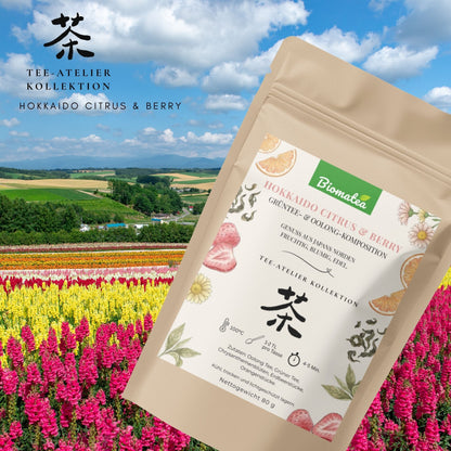 Hokkaido Citrus & Berry – Edle Oolong & Grüntee Cuvée mit Erdbeeren & Orange (70g) – Tee-Atelier Edition