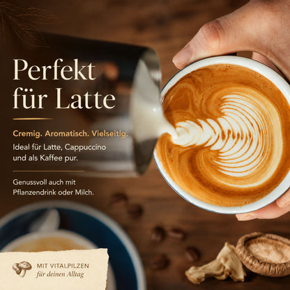 Biomatea Pilzkaffee Mushroom Coffee 150g | Löslicher Kaffee mit Kokosmilch & 4 Pilzextrakten