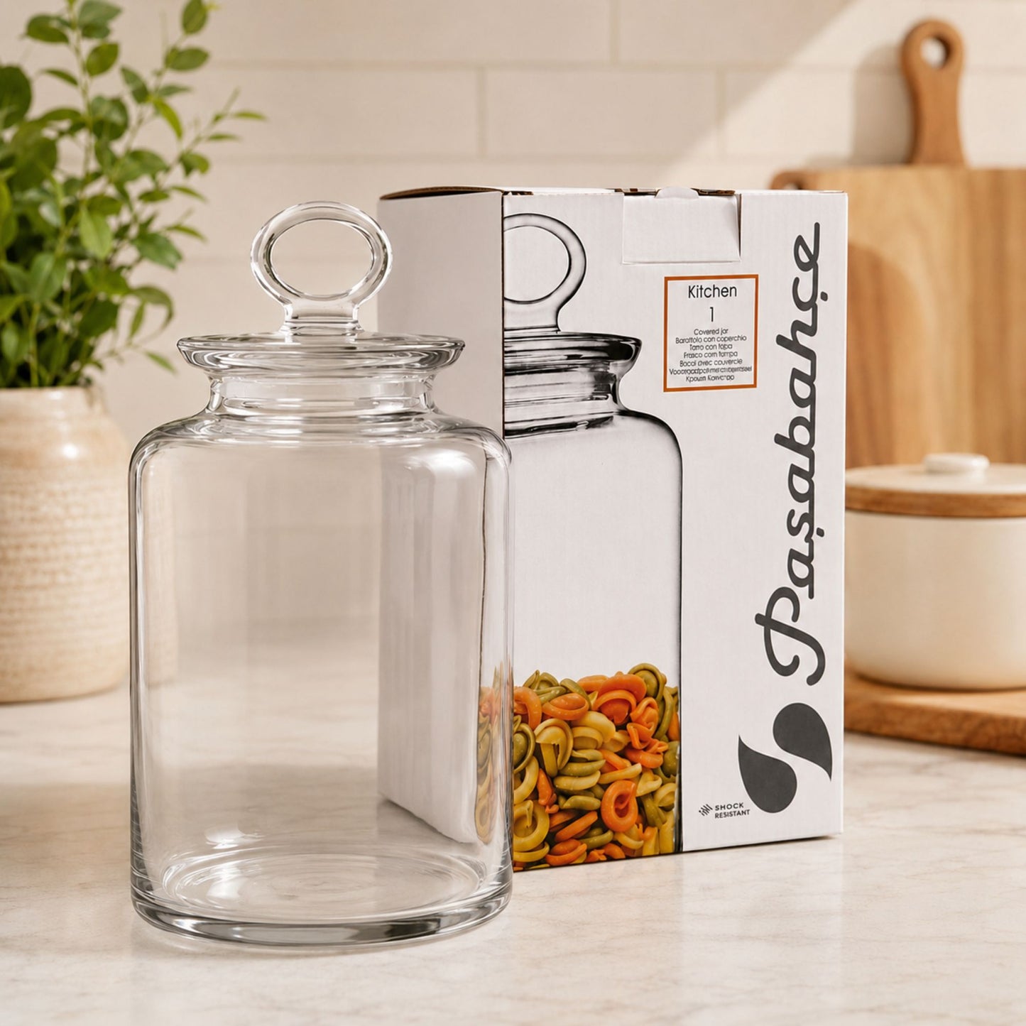 Vorratsglas mit Glasdeckel und Silikonring, 2,64 Liter, 27 cm, großes Aufbewahrungsglas für Pasta, Kaffee, Müsli und Lebensmittel