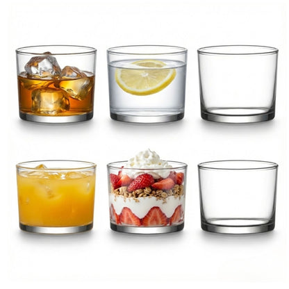 Bodega 240 ml Glas Set 6 Stück Vielseitige Trinkgläser & Dessertschalen, Glasschalen