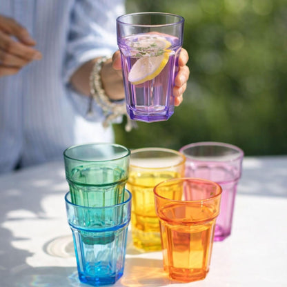 Aras Coral 6er Set Trinkgläser Bunt 365ml – Longdrinkgläser Wassergläser & Saftgläser