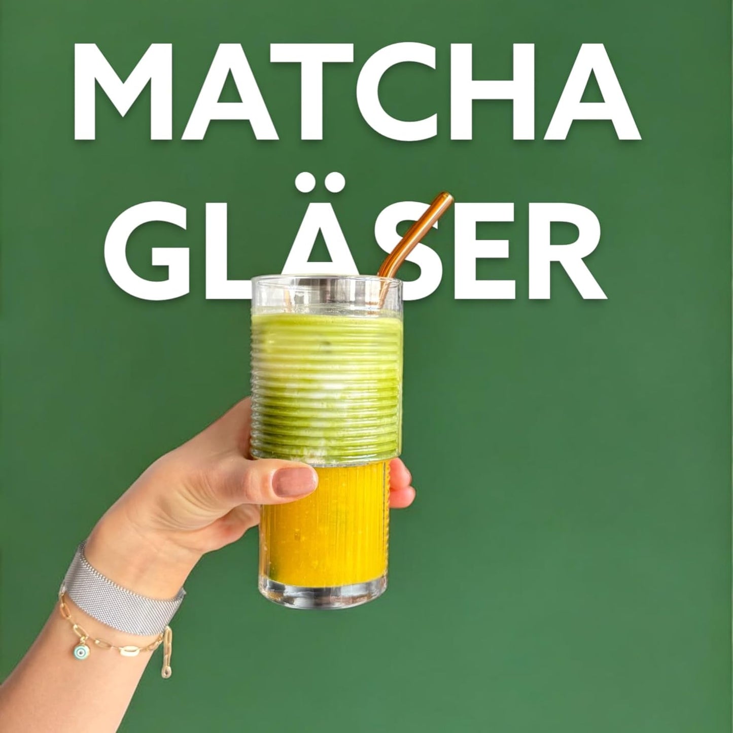 6 Stück Gläser Set | 400 ml Matcha-Gläser | Rippen-Glas mit geometrischem Muster | Glas für Matcha Smooties Wasser Softdrink, Trinkgläser, STAPELBAR (Kopie)