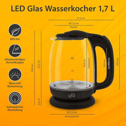 Glas Wasserkocher 1.7L