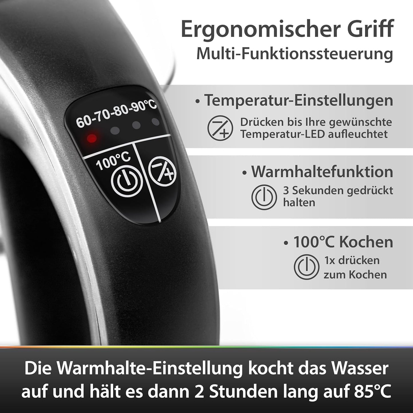 Glas Wasserkocher 1.8L mit abnehmbares Teesieb Temperatureinstellung