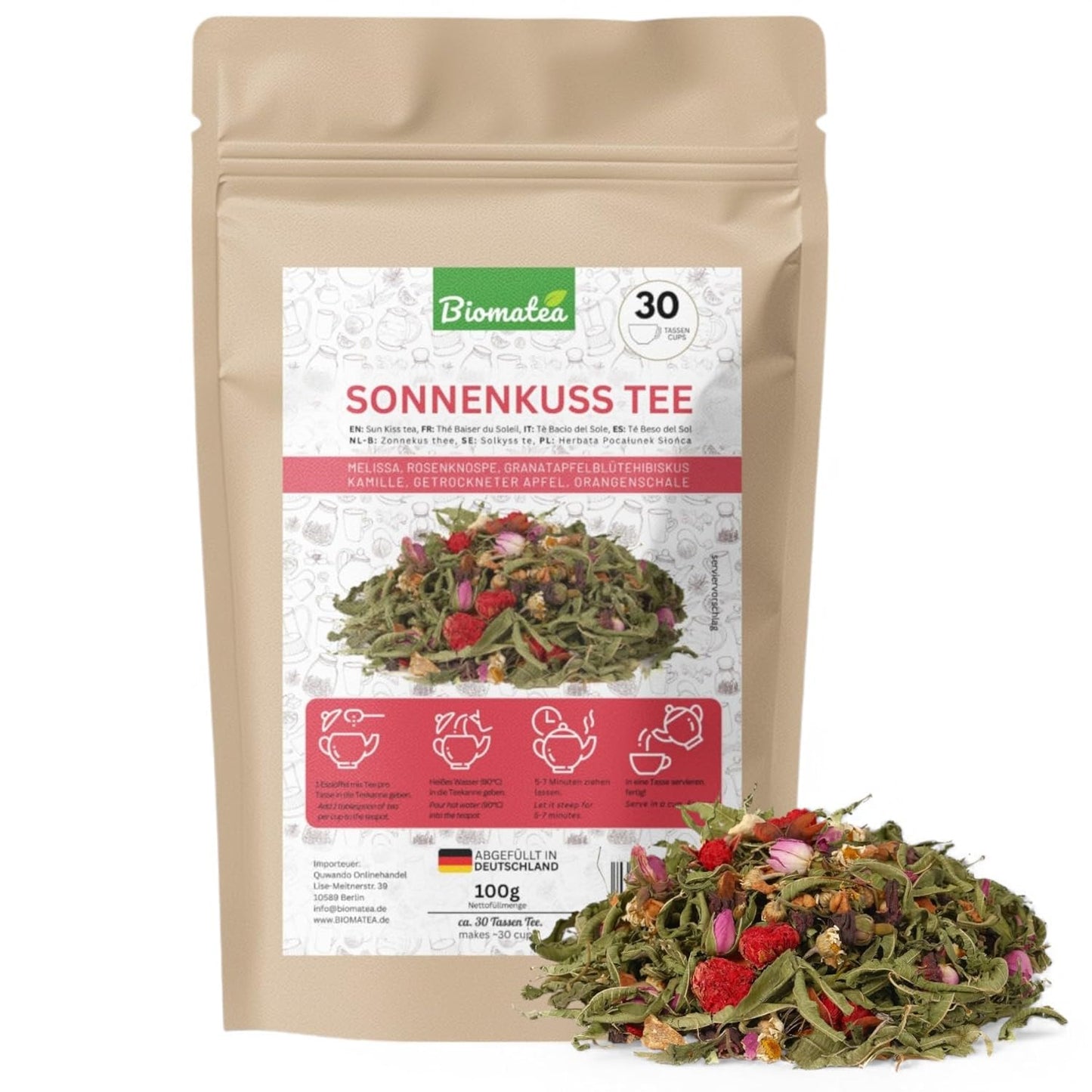Sonnenkuss Tee, 100 g fruchtig-blumige Kräutertee-Mischung