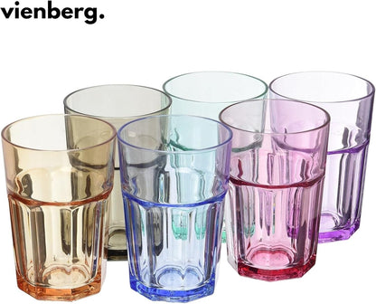 Aras Coral 6er Set Trinkgläser Bunt 365ml – Longdrinkgläser Wassergläser & Saftgläser
