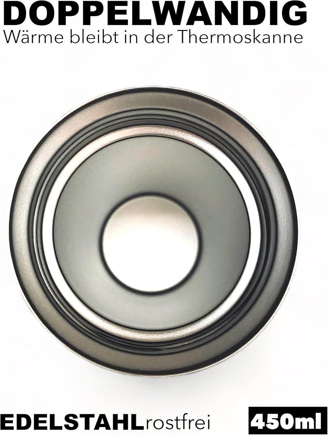 Doppelwandig French Press Thermobecher 450ml, für Tee und Kaffee, Schwarz