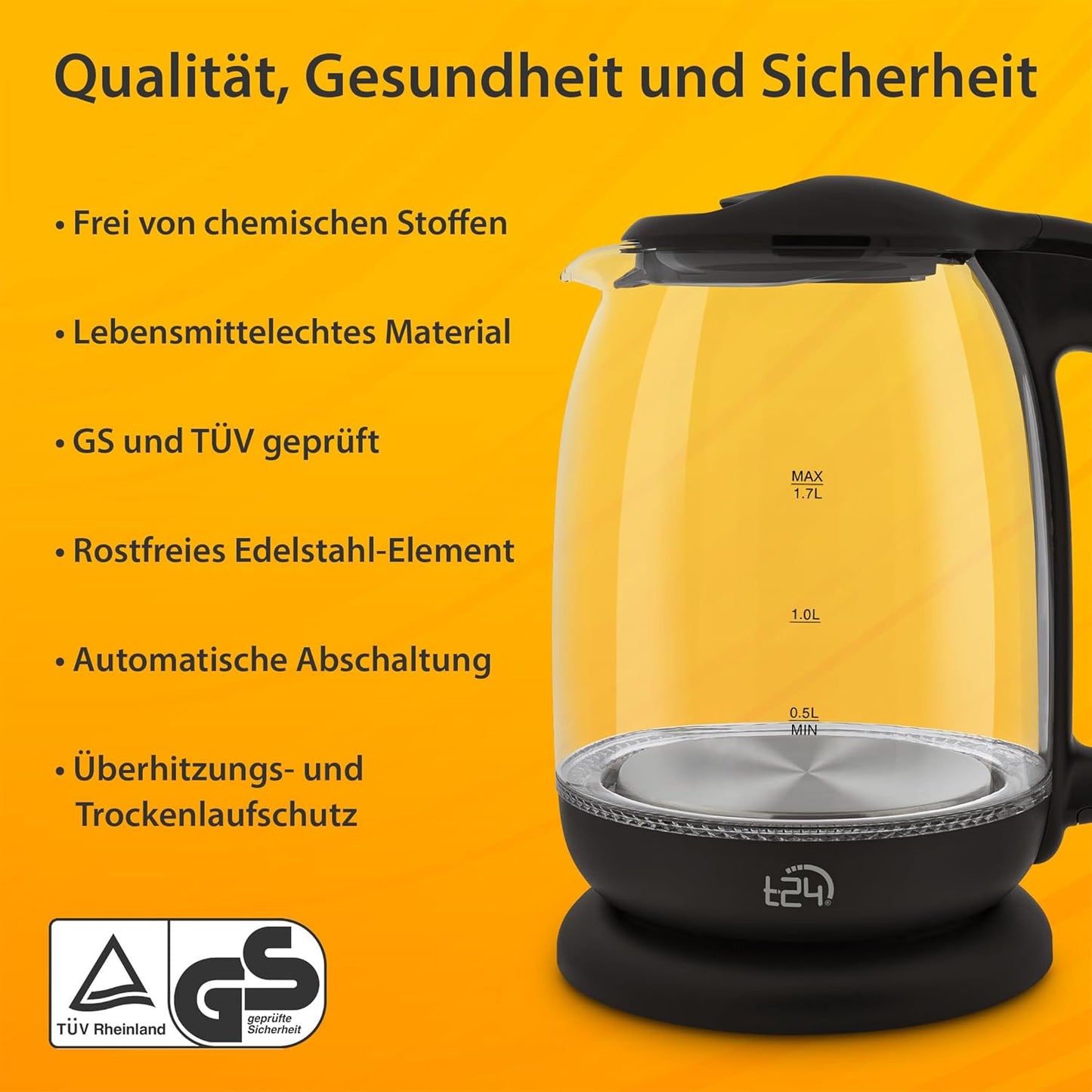 Glas Wasserkocher 1.7L