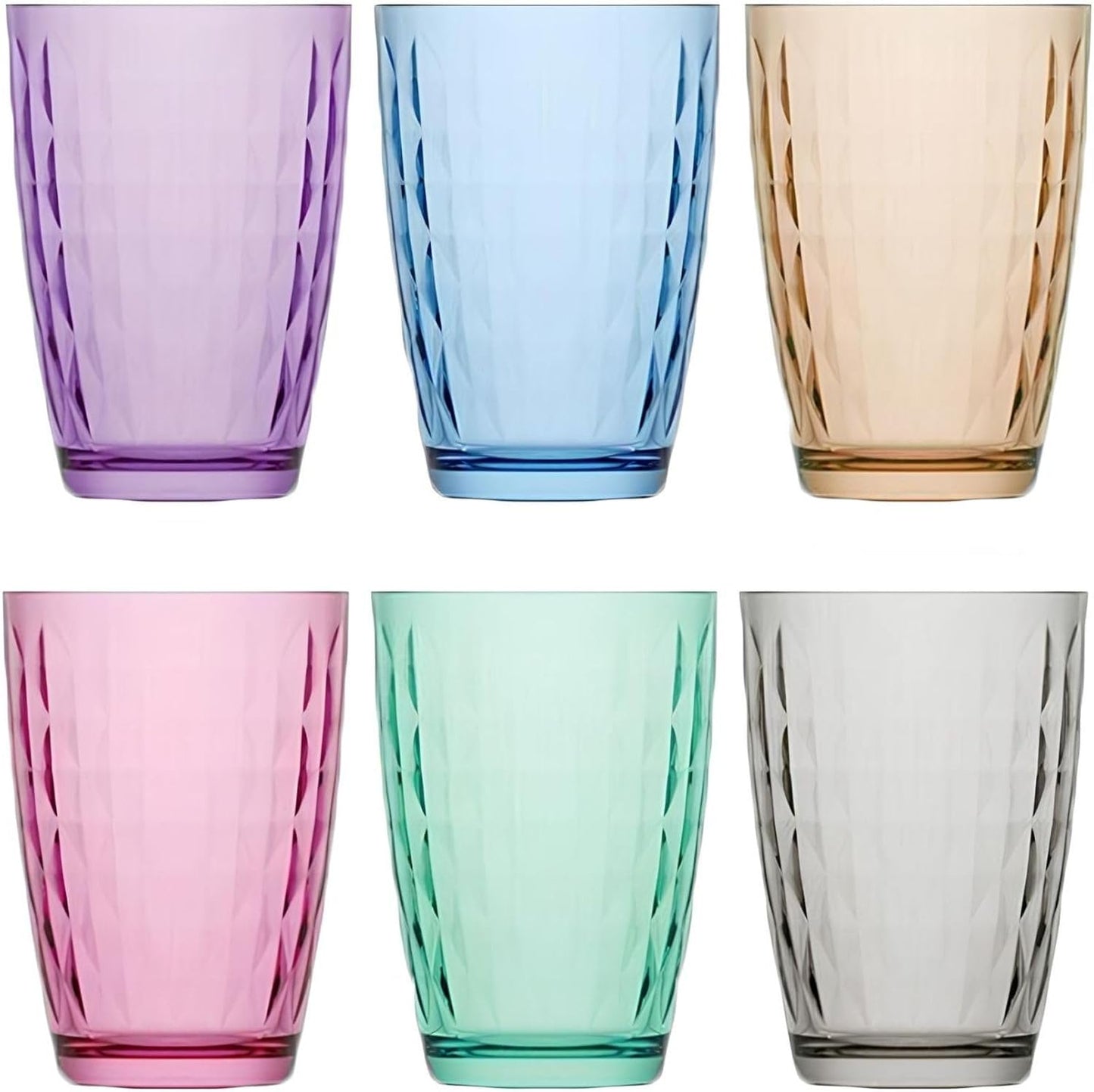 Artemis Coral 6er Set Trinkgläser Bunt 415ml – Longdrinkgläser mit Innenrelief (Außen glatt) Wassergläser & Saftgläser