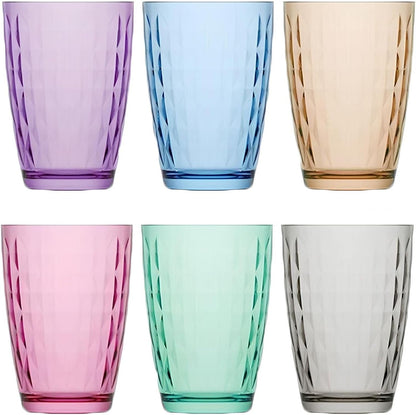 Artemis Coral 6er Set Trinkgläser Bunt 415ml – Longdrinkgläser mit Innenrelief (Außen glatt) Wassergläser & Saftgläser