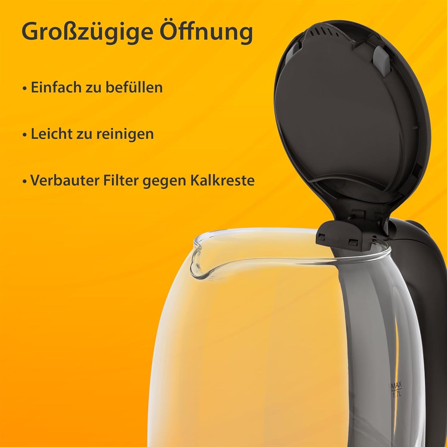 Glas Wasserkocher 1.7L