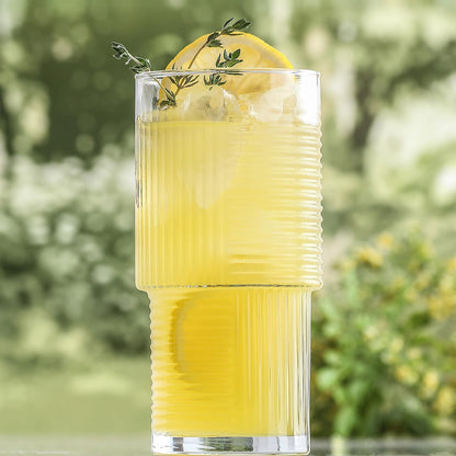 6 Stück Gläser Set | 400 ml Matcha-Gläser | Rippen-Glas mit geometrischem Muster | Glas für Matcha Smooties Wasser Softdrink, Trinkgläser, STAPELBAR (Kopie)