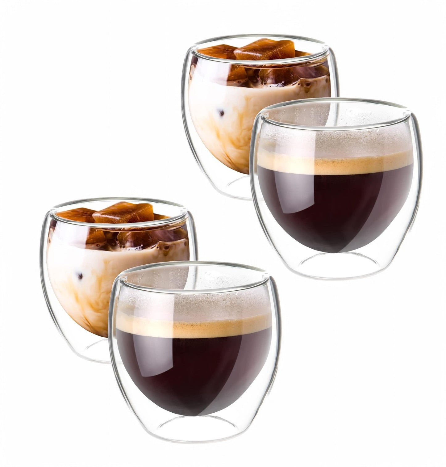 4x 80ml doppelwandige Espresso-Gläser, Tee Gläser mit Schwebeeffekt
