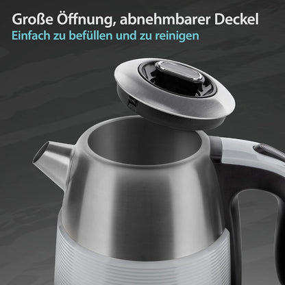 Retro Edelstahl Wasserkocher 1.7L mit Analogen Thermometer
