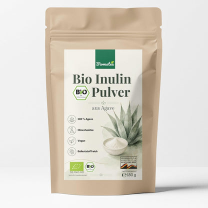 Bio Inulin Pulver aus Agave 180g – Ballaststoffreiches Inulin Pulver, vegan, ohne Zusätze, fein lösl, 180gich
