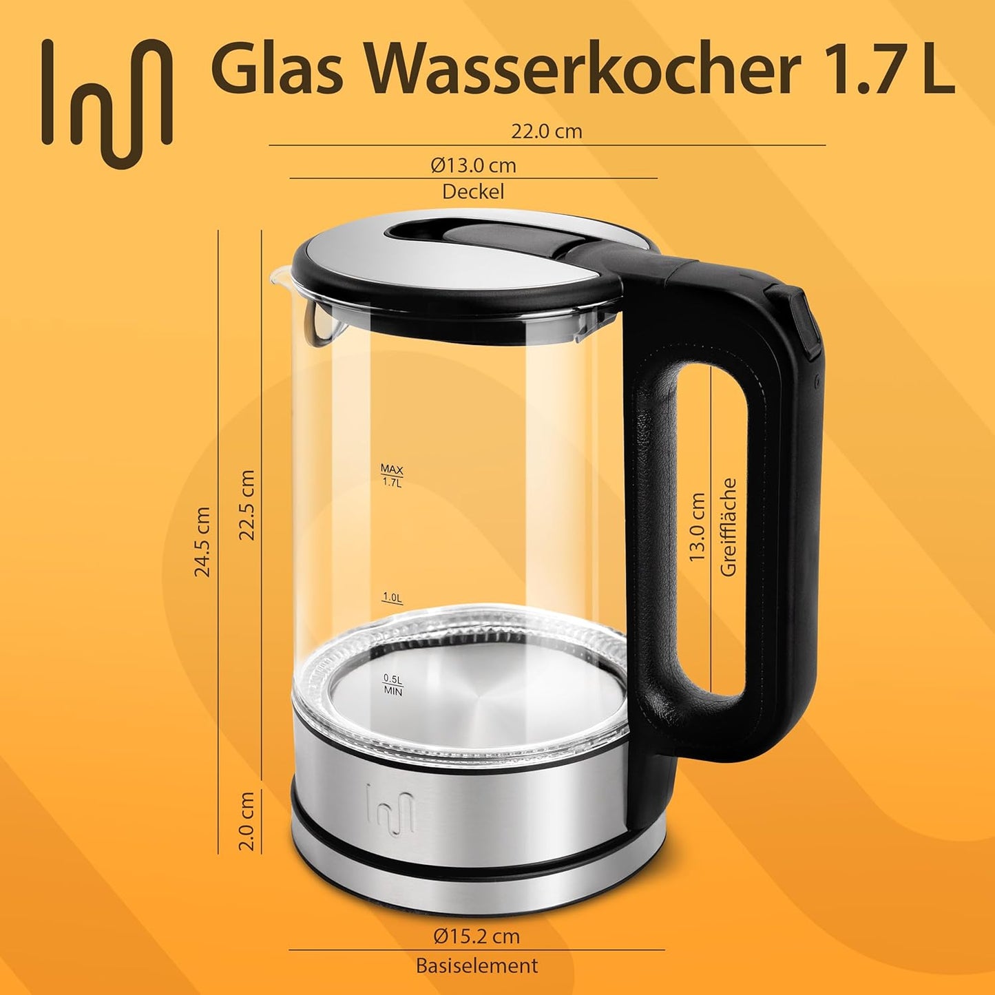 LED Glas Wasserkocher 1.7L Classic