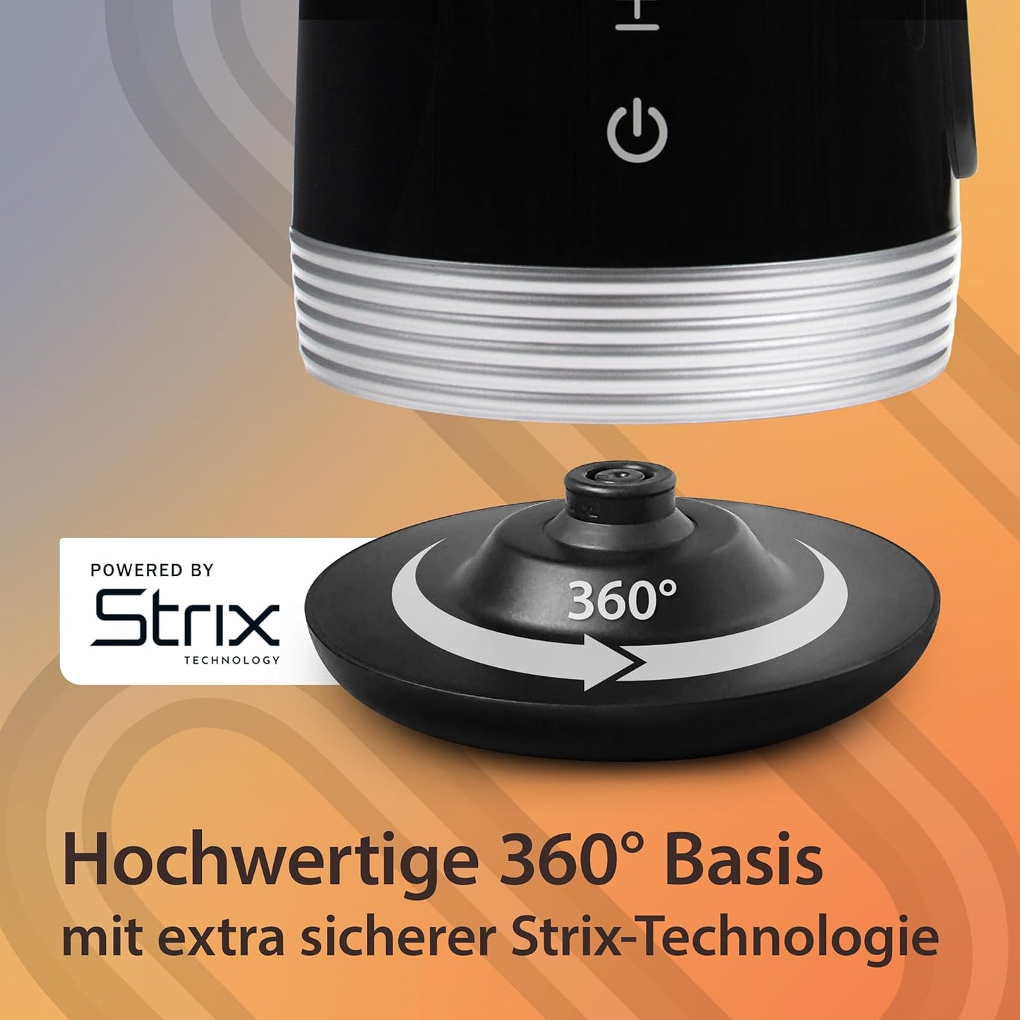 Retro Novo Wasserkocher Doppelwandig Edelstahl 1.7 Liter, 2200W, Schwarz-Silber