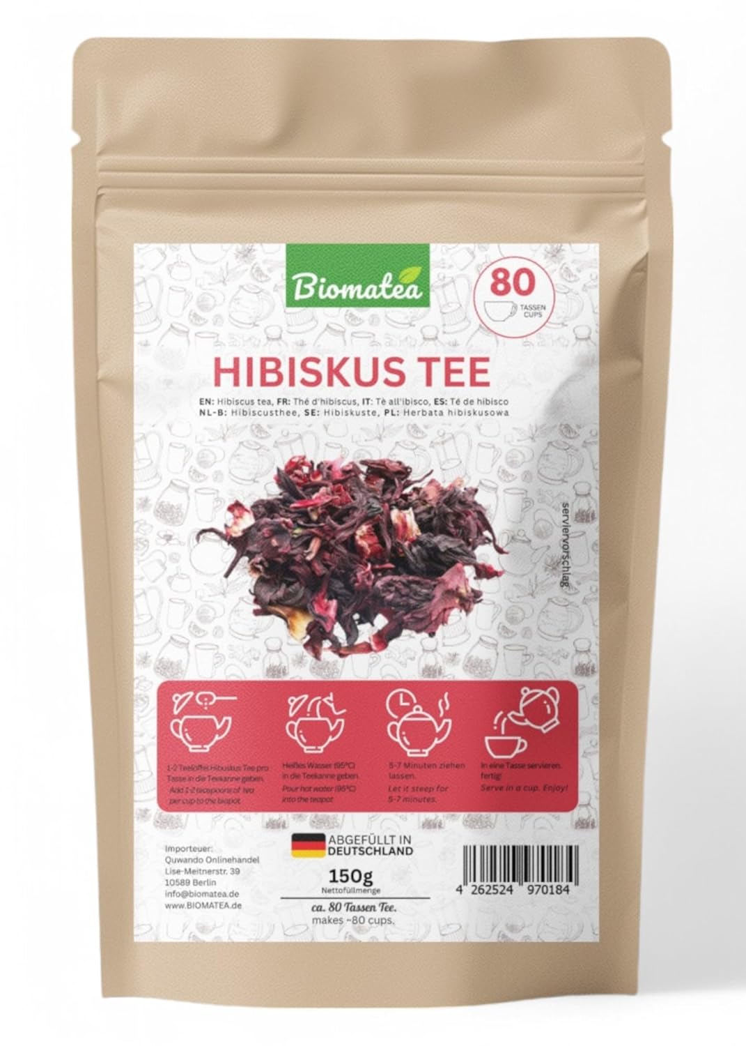 Hibiskusblüten ganz und getrocknet, 150g