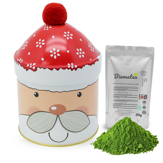 Weihnachten Matcha-Set | Japanischer ceremonial Matcha Pulver 30g + Weihnachts-Geschenkdose
