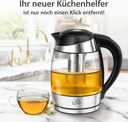 Glas Wasserkocher 1.8L mit abnehmbares Teesieb Temperatureinstellung