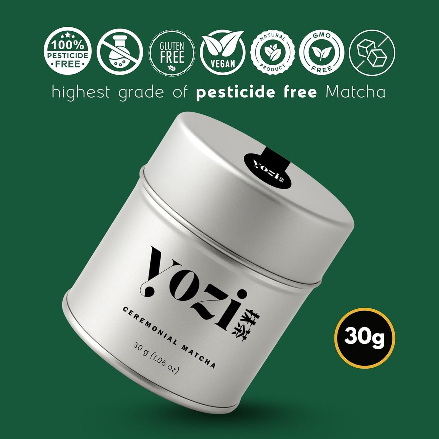 Yozi Premium ceremonial Matcha Pulver, 30g Dose, aus Kagoshima, high grade, Pestizidfrei Matcha-Tee