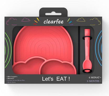 Babygeschirr Set | Silikon Teller mit Saugnapf und Löffel | Kinderteller mit 3 Speiseteller | BPA Frei | Made in Europa | Mikrowellengeeignet