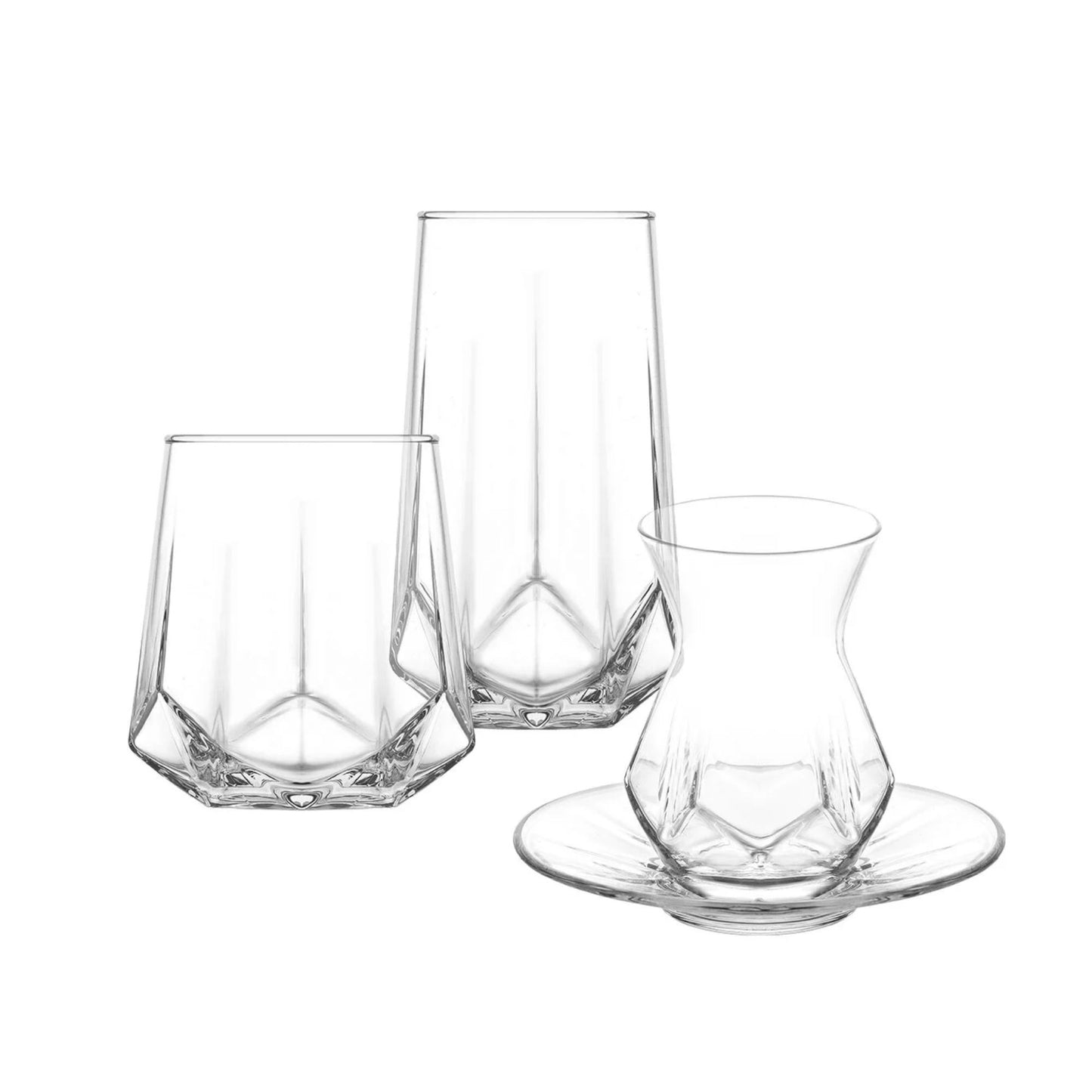 24-teiliges Design-Gläser Set für 6 Personen – Longdrink, Tumbler & Tee