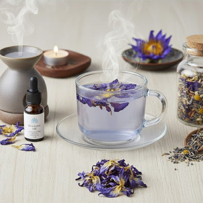 Lotusblüten, Ganze Blüten Blau, Naturbelassen, Getrocknete Deko Blüten, Räucherwerk, 30 g