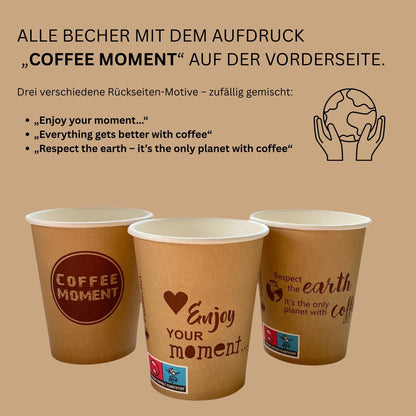 Coffee Moment Kaffeebecher, Kaffee to go Pappbecher – 4 Größen, für heiße & kalte Getränke