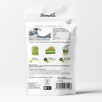 Wakataka Japanischer Matcha Pulver Grüner Tee aus Kagoshima 80g | Vielseitig für Latte, Smoothies, Backen & Desserts | natürlich & fein gemahlen