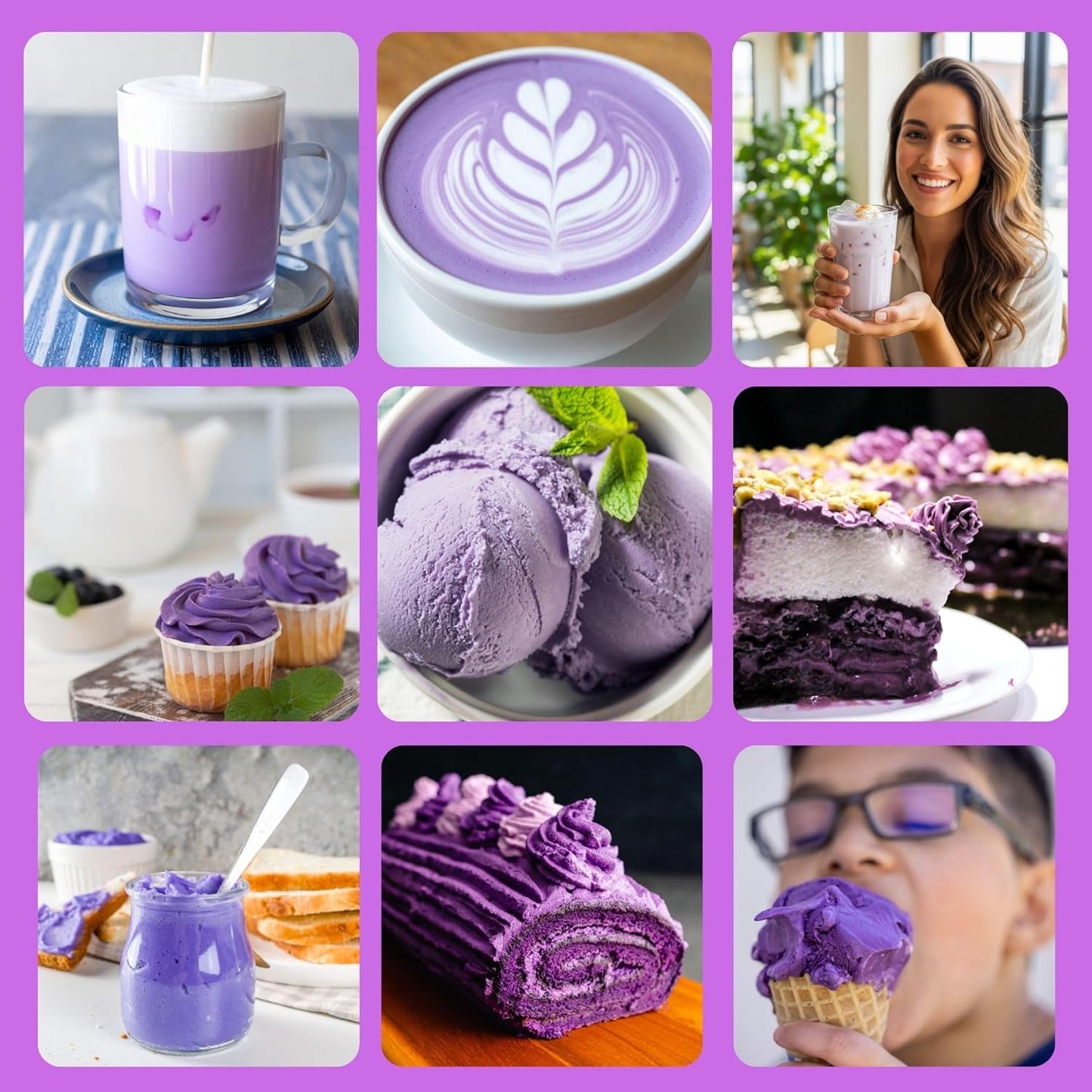 Biomalab Ube Pulver (50g) – 100% Natürliche Yamswurzel & Lila Süßkartoffel – Premium Purple Yam Powder – Vegan, Glutenfrei & Ohne Zuckerzusatz – Ideal für Ube Latte