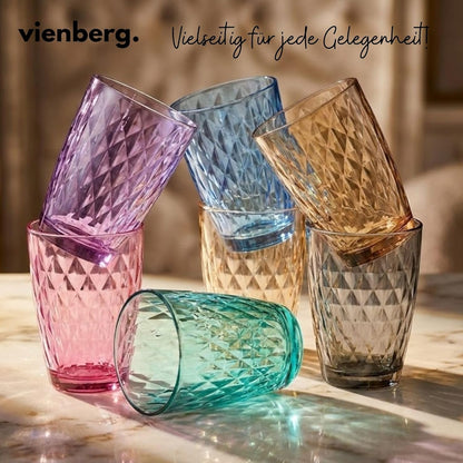 Artemis Coral 6er Set Trinkgläser Bunt 415ml – Longdrinkgläser mit Innenrelief (Außen glatt) Wassergläser & Saftgläser