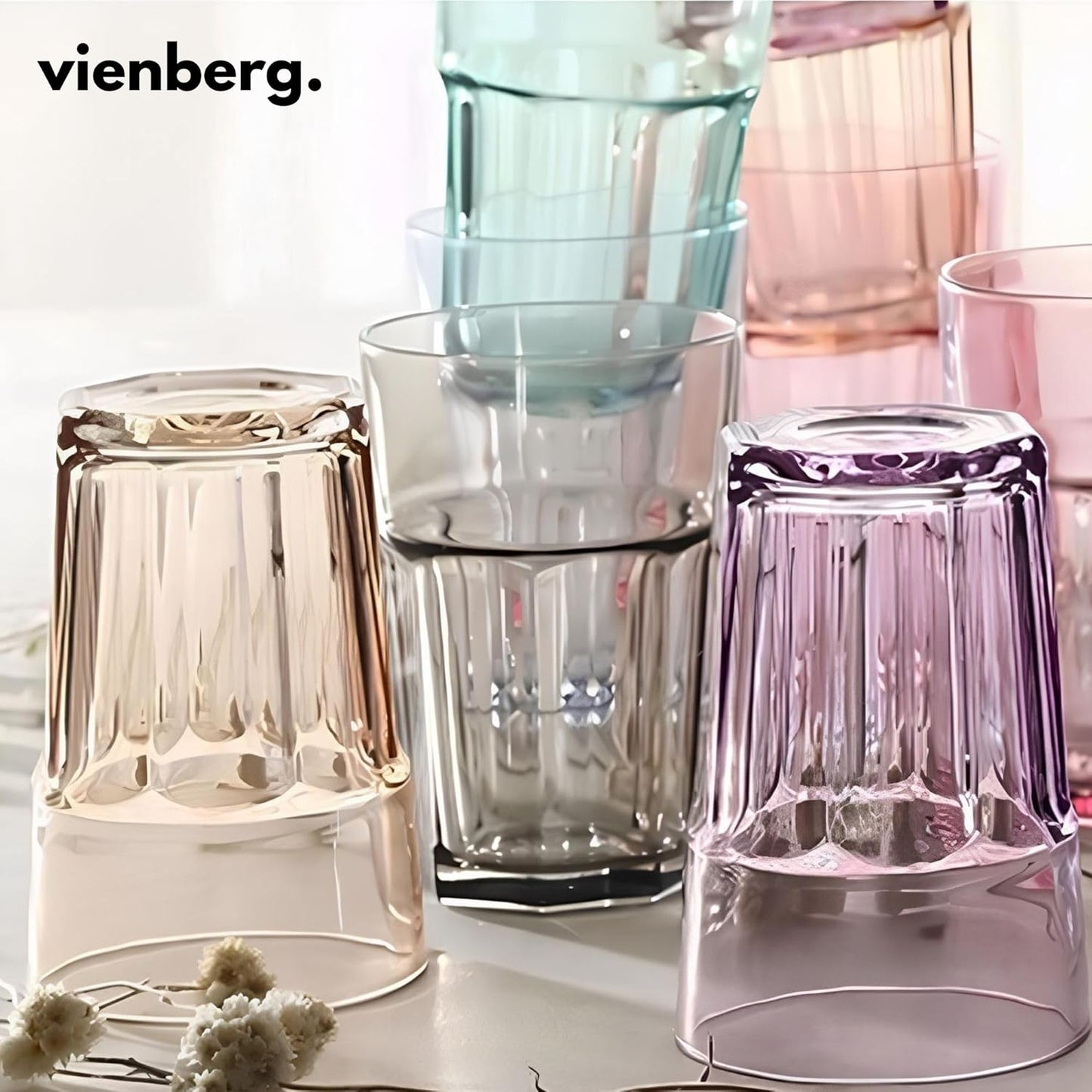 Aras Coral 6er Set Trinkgläser Bunt 365ml – Longdrinkgläser Wassergläser & Saftgläser