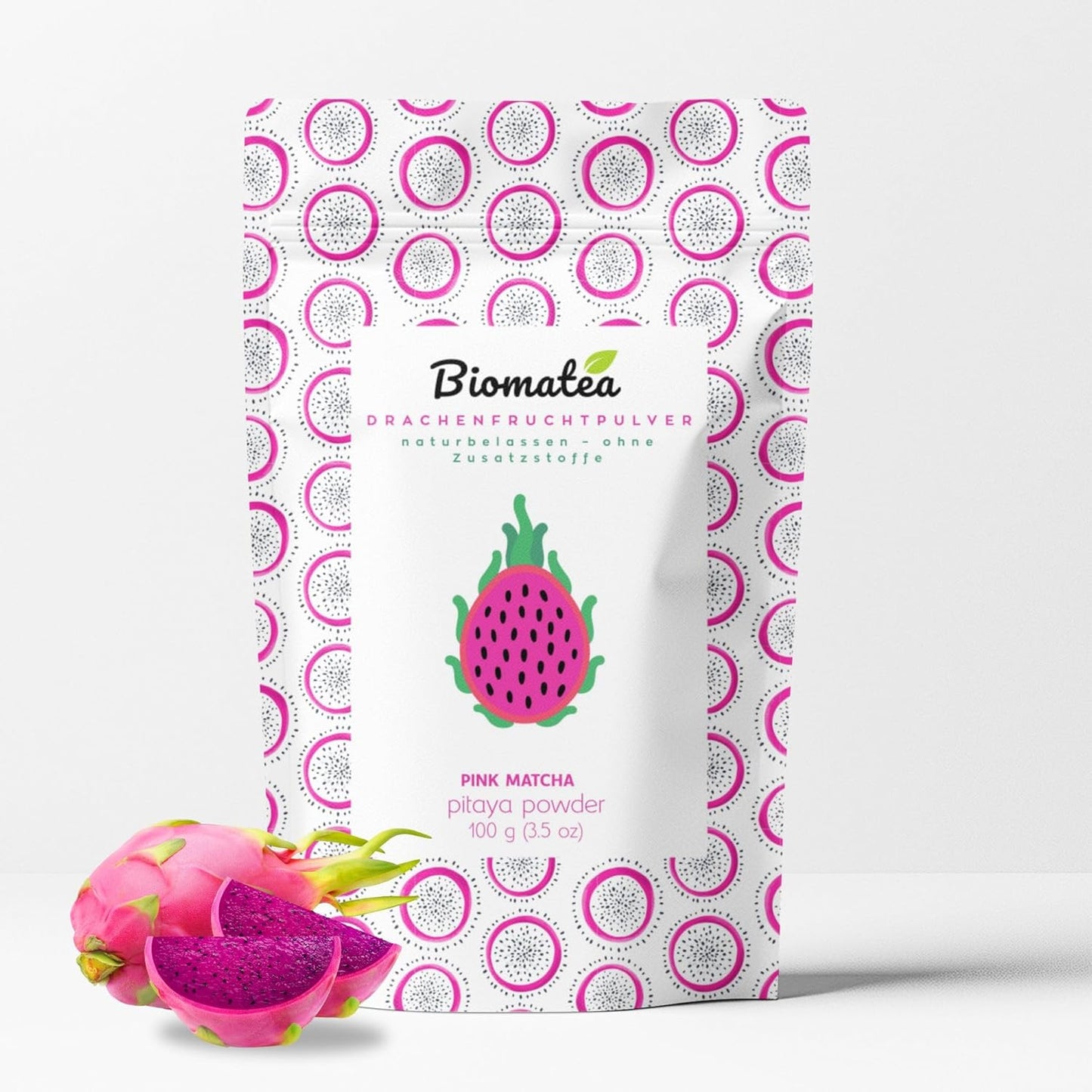 Biomatea Premium Drachenfrucht Pulver | rein, naturbelassen & ohne Zusätze | 100 g Pitaya Powder