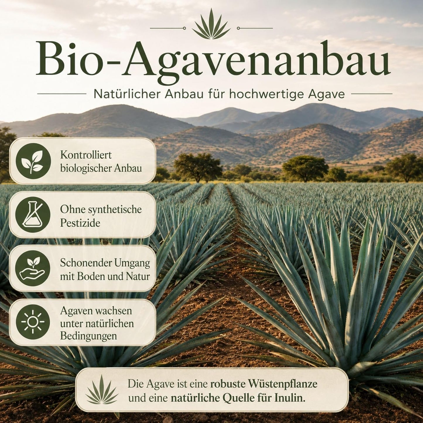 Bio Inulin Pulver aus Agave 180g – Ballaststoffreiches Inulin Pulver, vegan, ohne Zusätze, fein lösl, 180gich