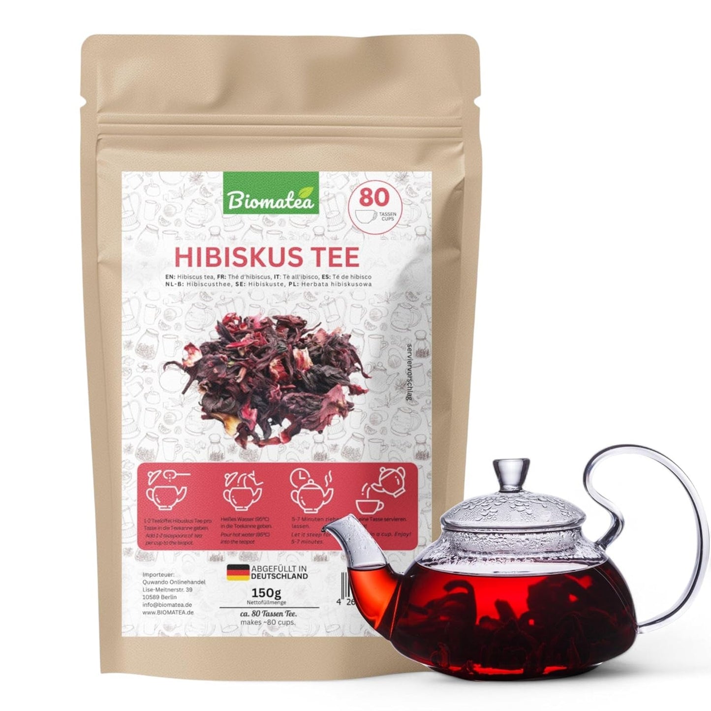 Hibiskusblüten ganz und getrocknet, 150g
