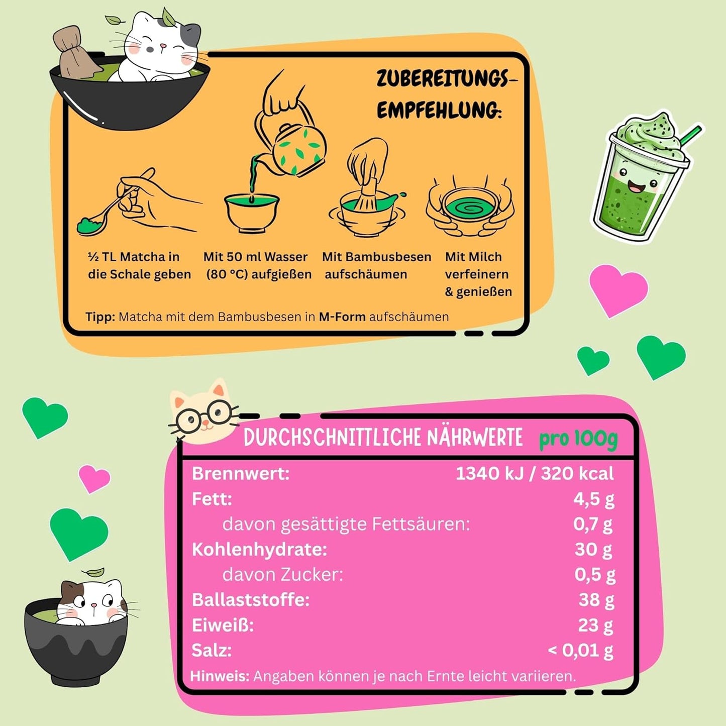 Japanischer Matcha Tee Pulver, Matcha Love Cat edition, 50 g, Cafe Qualität