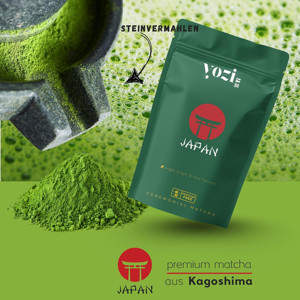 Yozi Super Ceremonial japanisches Matcha-Pulver aus Kagoshima, 80g