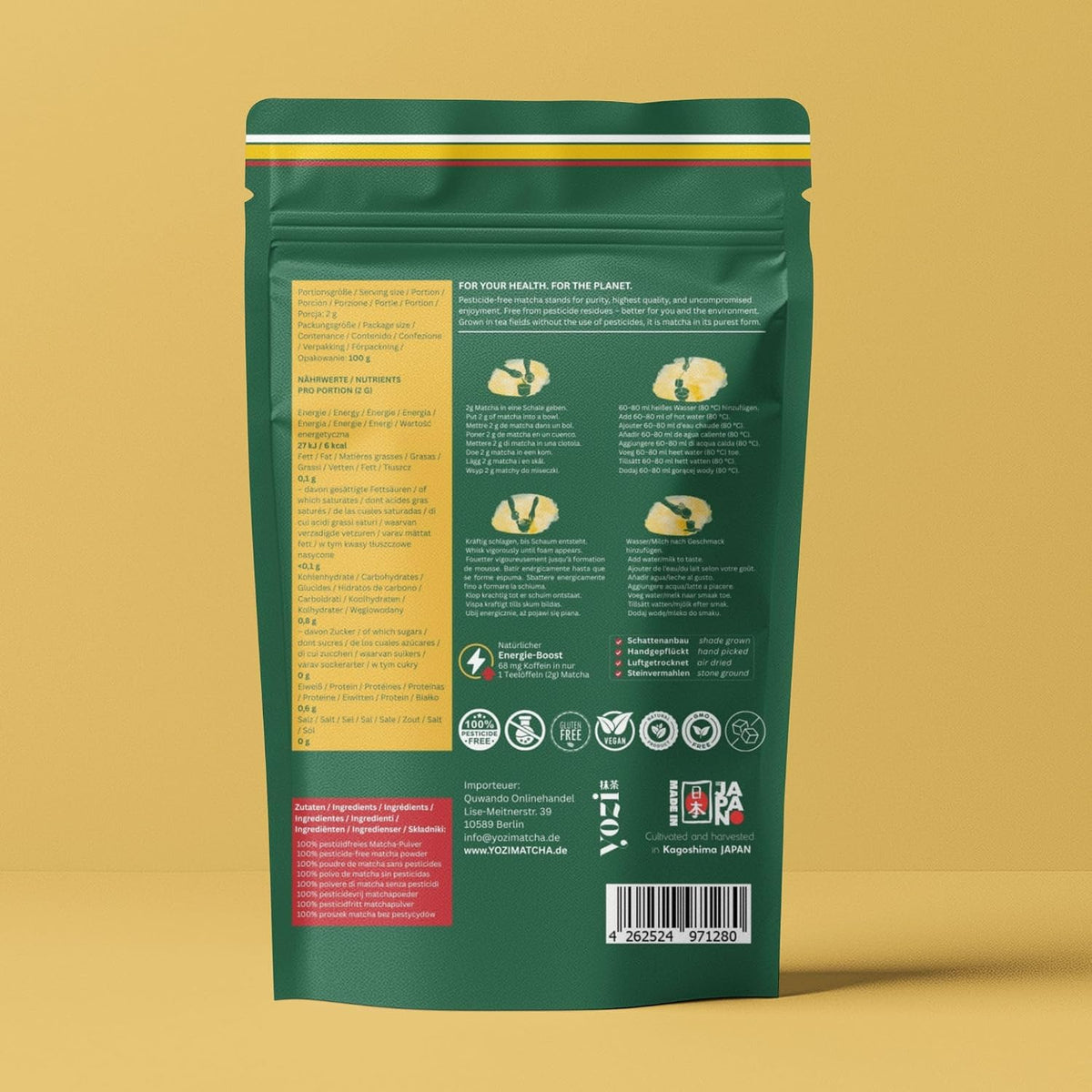 Yozi Super Ceremonial japanisches Matcha-Pulver aus Kagoshima, 80g