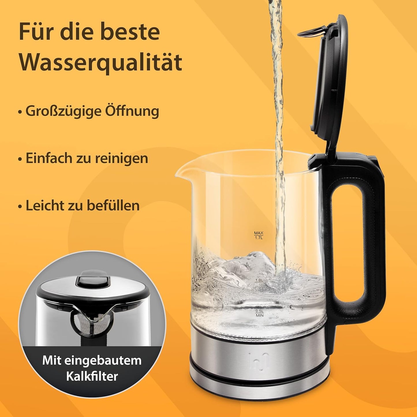 LED Glas Wasserkocher 1.7L Classic