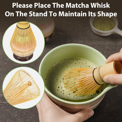 Japanisches Matcha-Set, 7-teilig – Handgefertigtes Keramikset für die traditionelle Teezeremonie, Grün