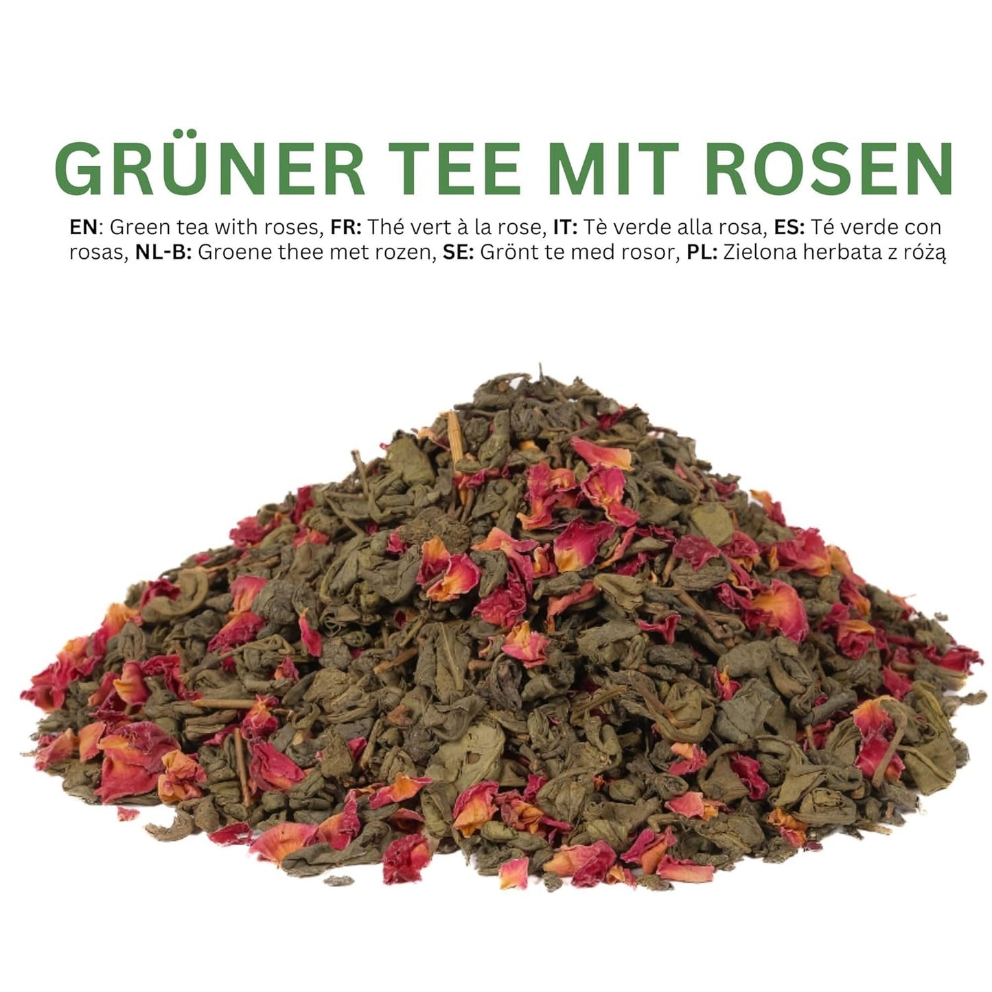 Grüner Tee mit echten Rosenblättern, 150 g