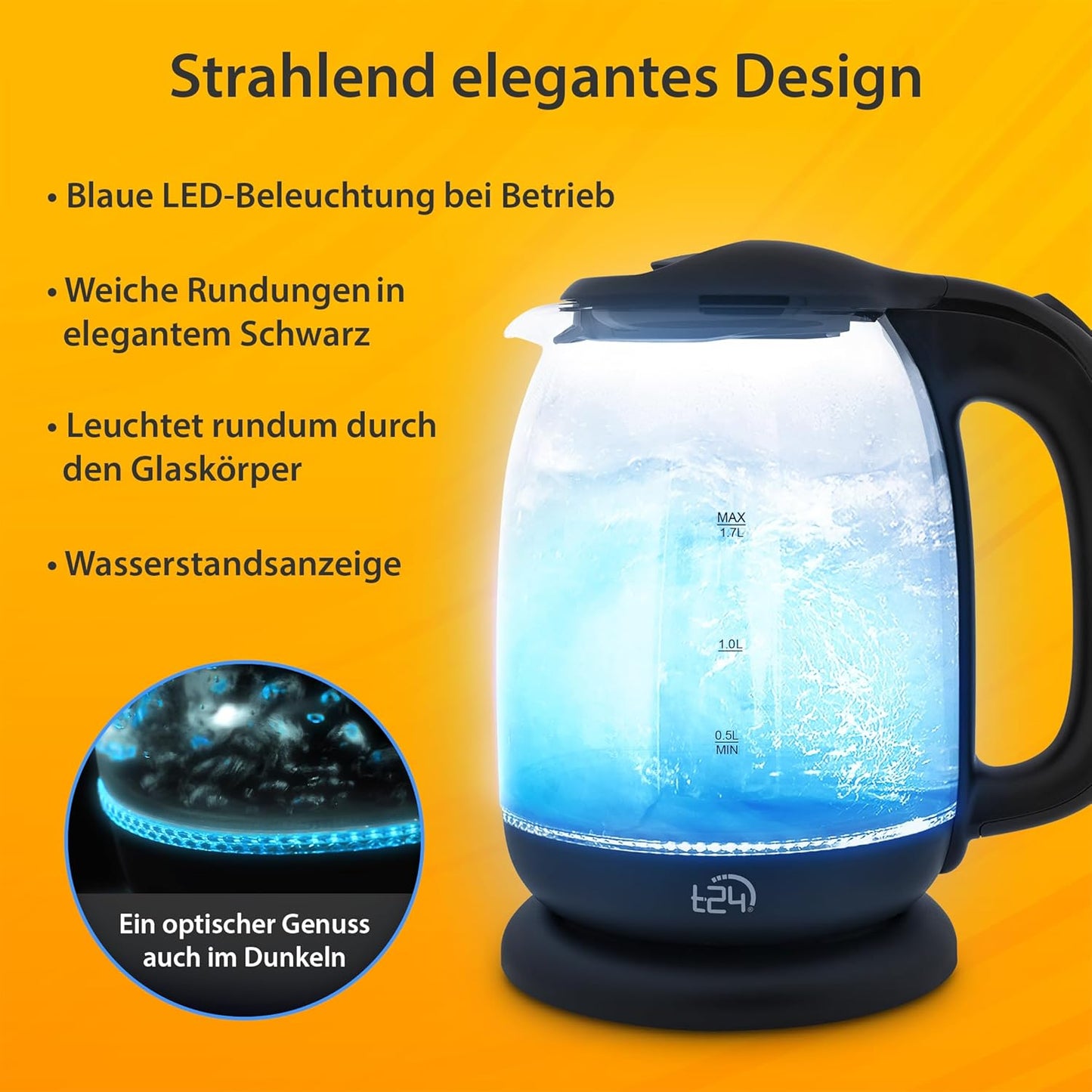 Glas Wasserkocher 1.7L