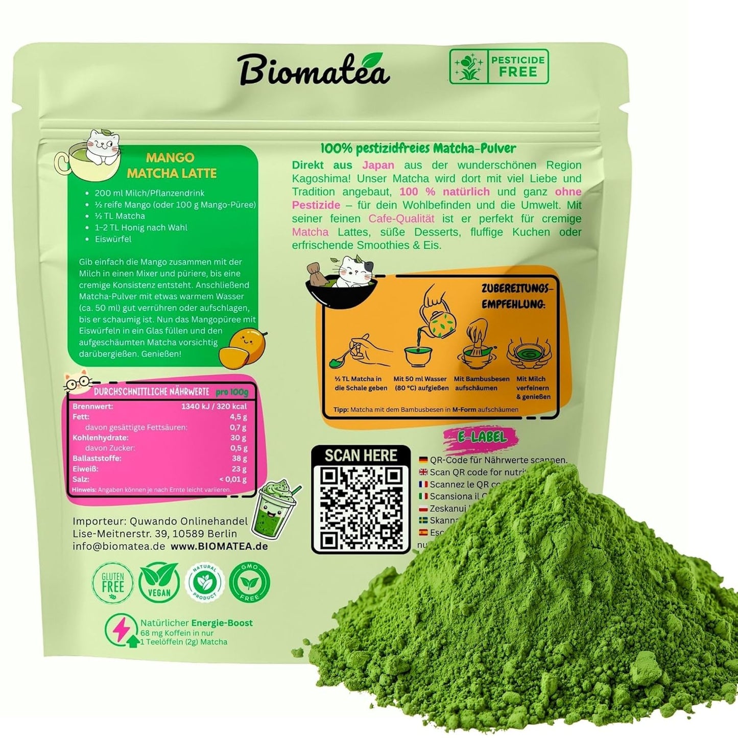 Japanischer Matcha Tee Pulver, Matcha Love Cat edition, 50 g, Cafe Qualität