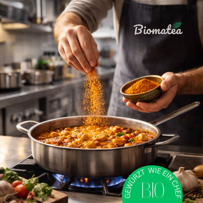 Bio Baharat Gewürzmischung – Orientalische 16 Gewürze Komposition – Made in Germany – Fein gemahlenes Premium Gewürzpulver, 150g
