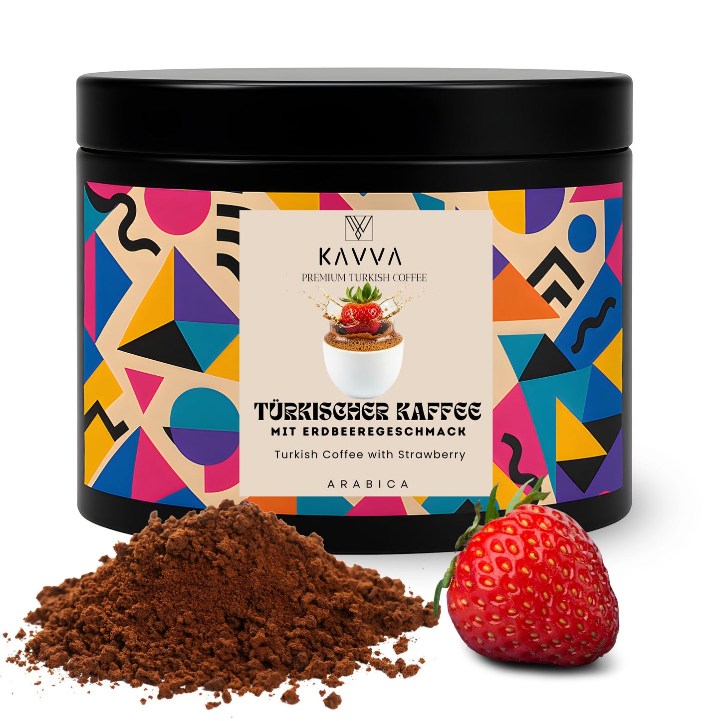KAVVA Premium Erdbeer-Kaffee – Türkischer Kaffee mit Erdbeeraroma, ohne Zucker, 100 % Arabica, 100 g