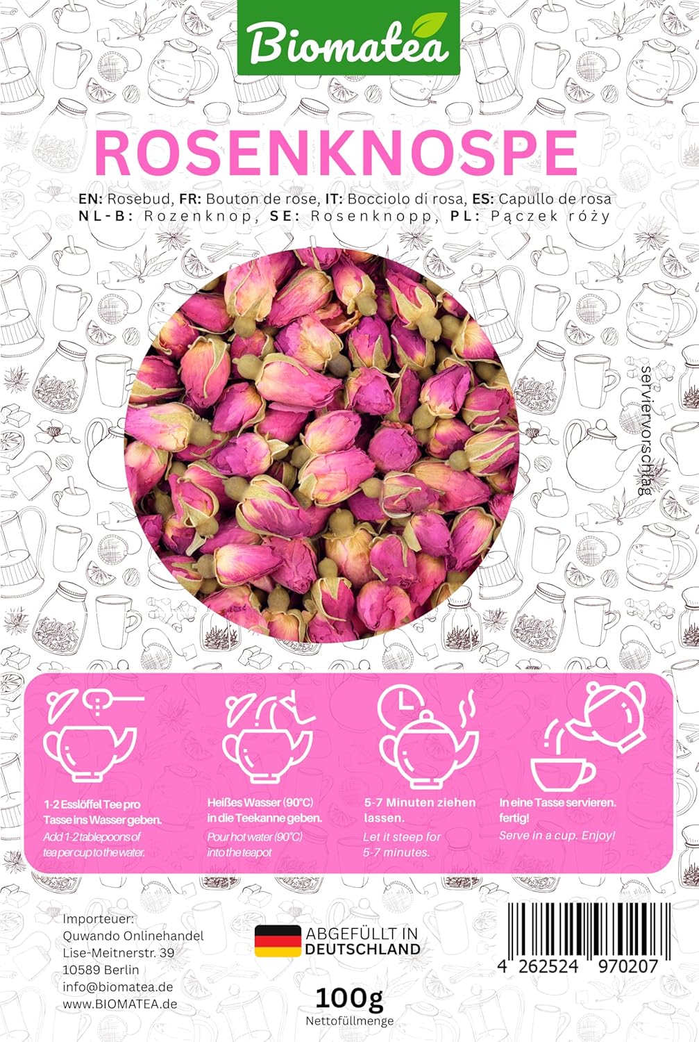 Rosenknospen, 100 g duftende, ganze Rosenteeblüten